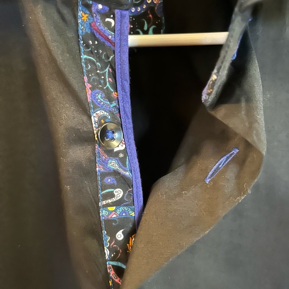 AVENUE 21 Mens Shirt Size XXL Long Sleeves Button Front Cotton Black w turquoise - Picture 3 of 11